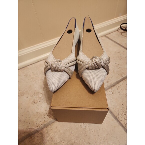 Rothy's "The Knot Point II" Flats in "Diamond Metallic" Silver Size 10.5 - Picture 3 of 12